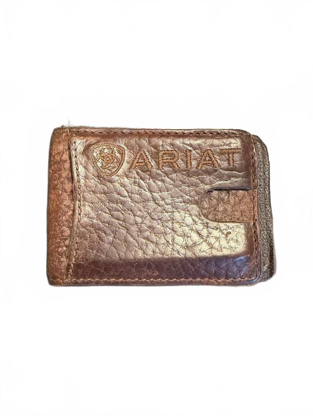 Ariat Brown Leather Bifold Wallet with Money Clip
